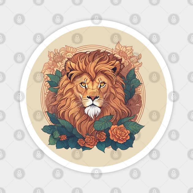 Lion face  t-shirt design, apparel, mugs, cases, wall art, stickers, Magnet by LyndaMacDesigns